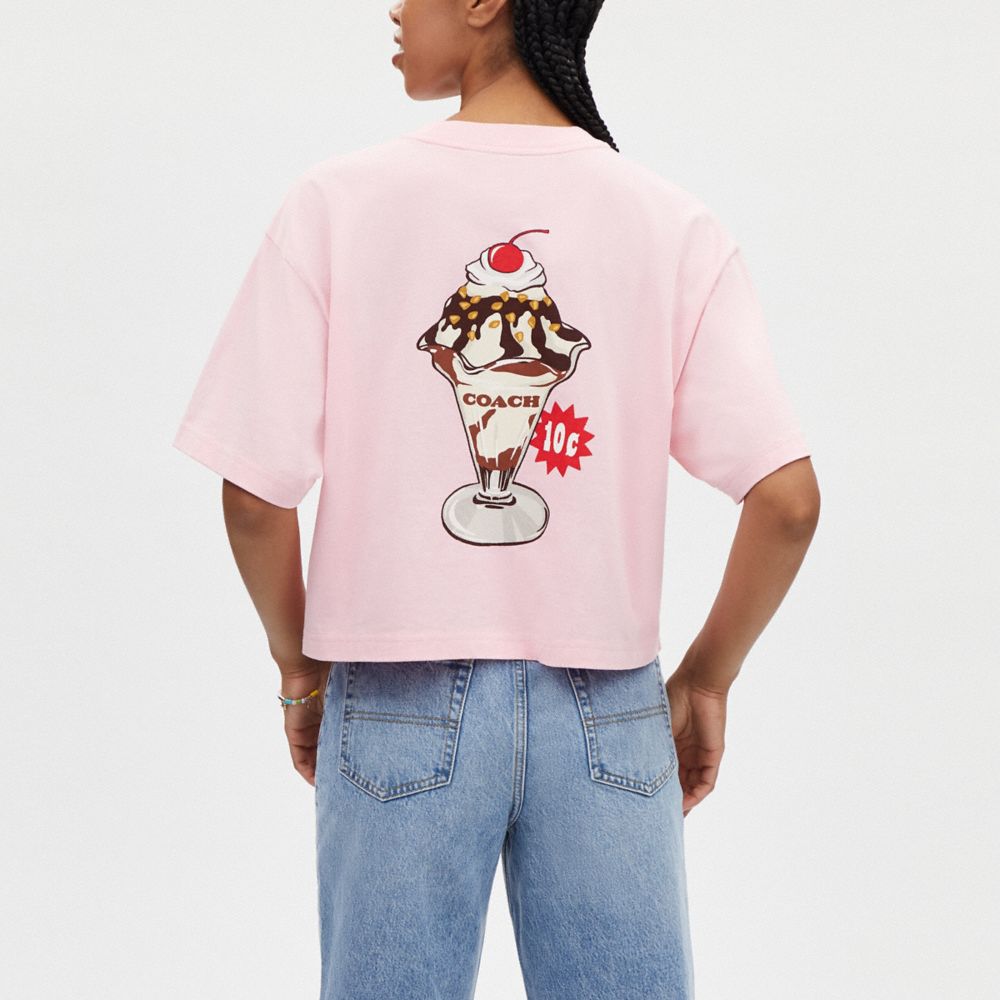 COACH®,アイスクリーム ボードウォーク クロップド Tシャツ,トップス&ワンピース,ﾋﾟﾝｸ