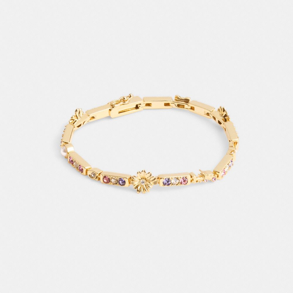 COACH®,GARDEN TENNIS BRACELET,Gold/Multi,Front View