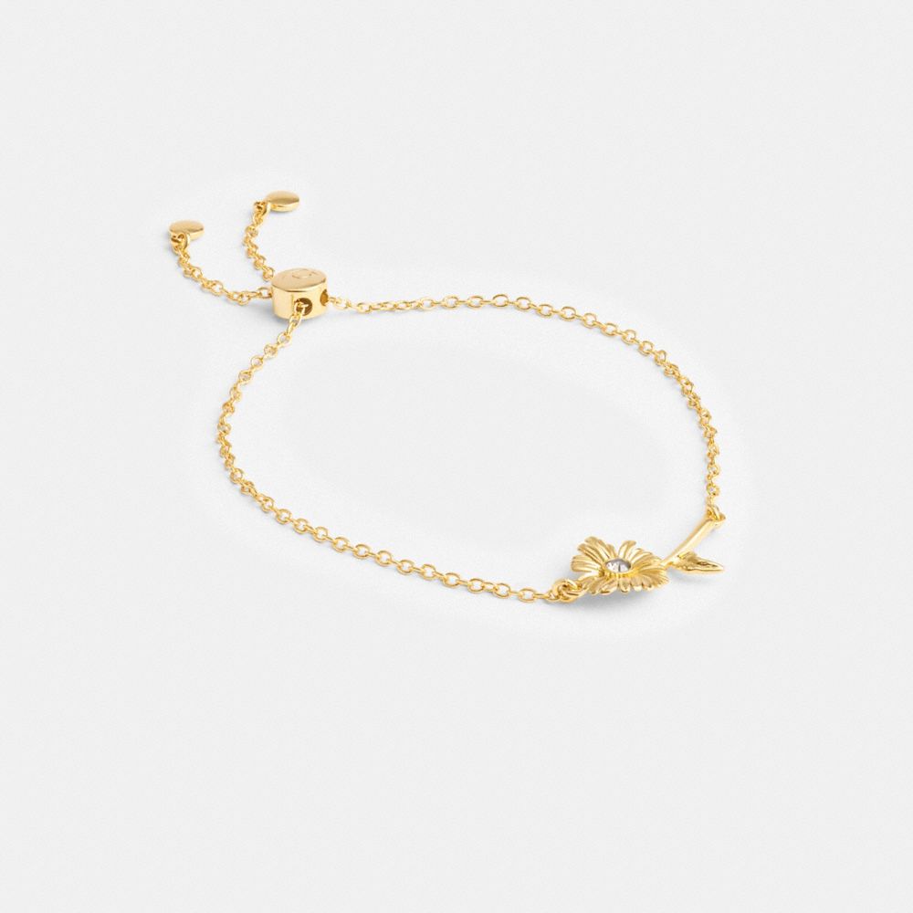 COACH®,GARDEN FLOWER SLIDER BRACELET,Gold,Front View