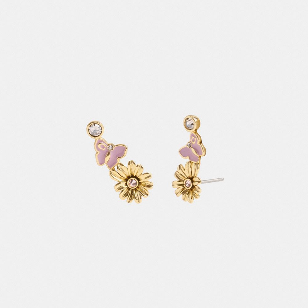COACH®,GARDEN CHARMS STUD EARRINGS,Gold/Multi,Front View