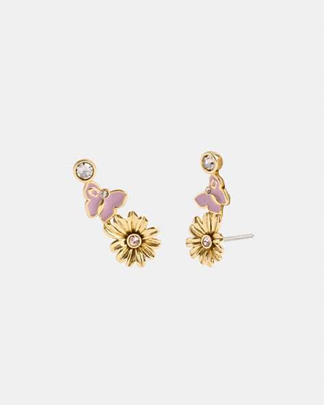 COACH®,GARDEN CHARMS STUD EARRINGS,Gold/Multi,Front View