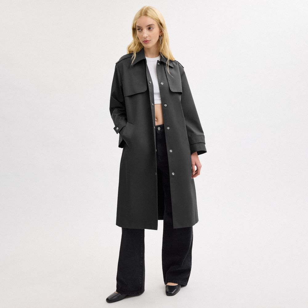 COACH®,Double Gun Flap Snap Trench,Black,Scale View