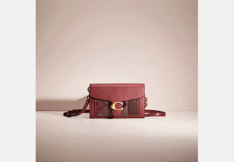 COACH®,UPCRAFTED TABBY CHAIN CLUTCH IN COLORBLOCK,Mix-and-Match,Brass/Wine Multi,Front View