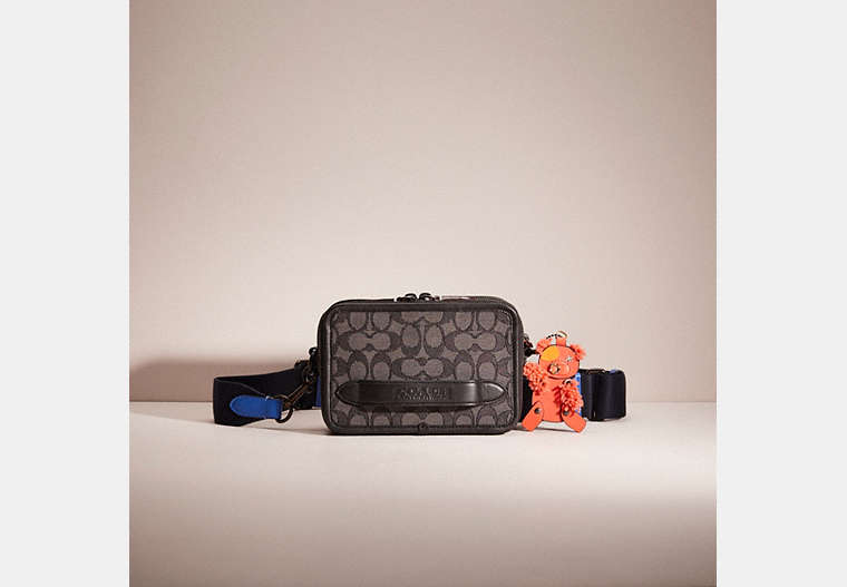 COACH®,UPCRAFTED CHARTER CROSSBODY IN SIGNATURE JACQUARD,Mix-and-Match,Charcoal/Black,Front View