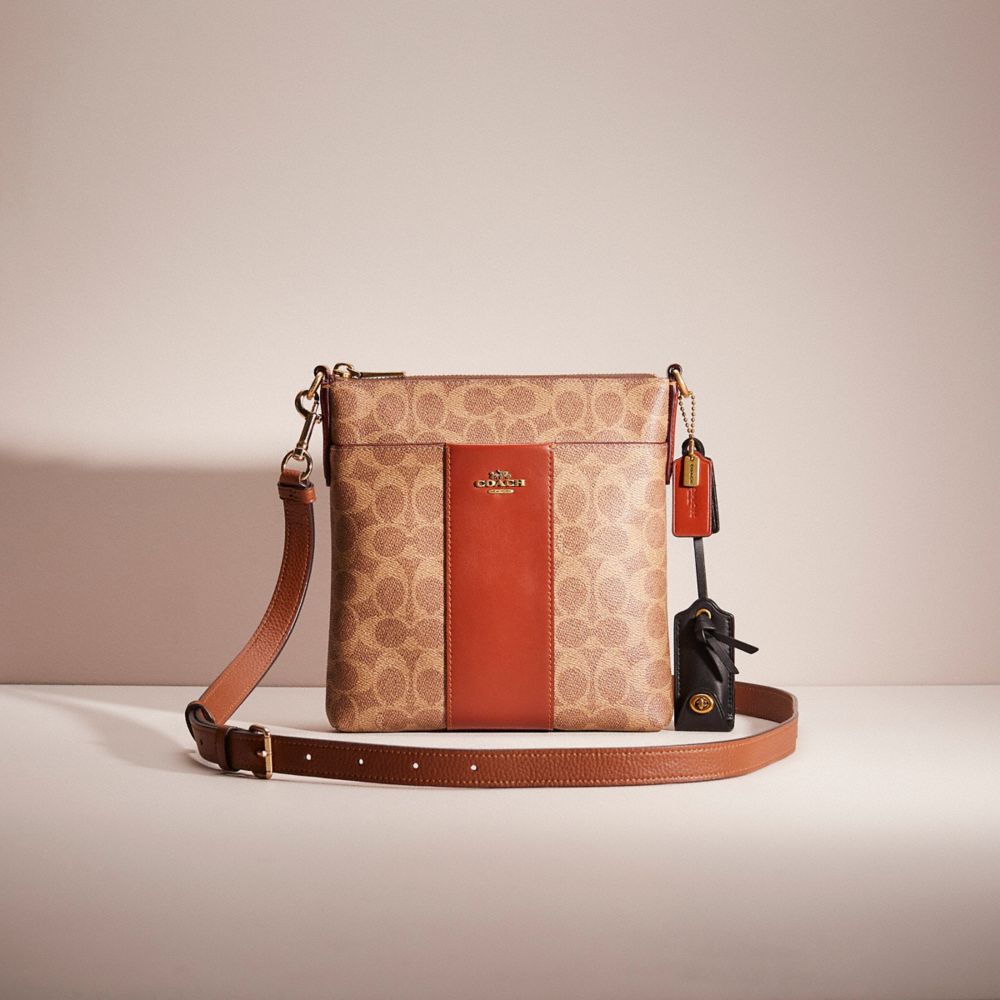 Coach Signature Coated Canvas Kitt Crossbody - Tan Rust