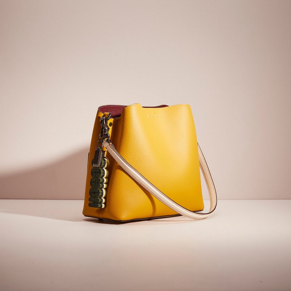 COACH®,Upcrafted Willow Bucket Bag In Colorblock,,Angle View