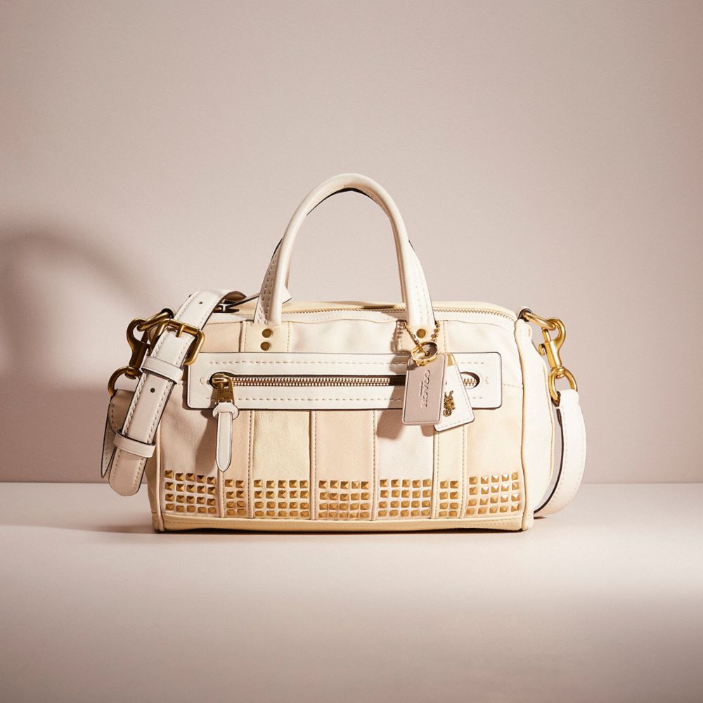 COACH®,UPCRAFTED SHUFFLE BAG IN COLORBLOCK,Mix-and-Match,Brass/Ivory Multi,Front View