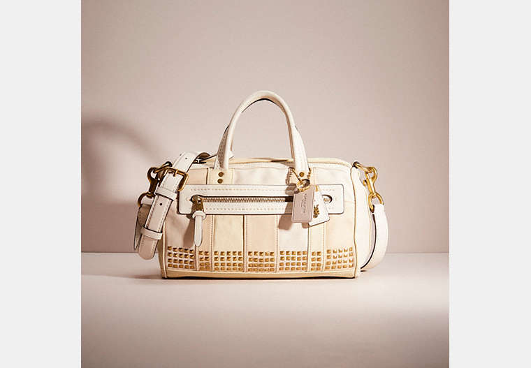 COACH®,UPCRAFTED SHUFFLE BAG IN COLORBLOCK,Mix-and-Match,Brass/Ivory Multi,Front View