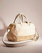 COACH®,UPCRAFTED SHUFFLE BAG IN COLORBLOCK,Mix-and-Match,Brass/Ivory Multi,Angle View