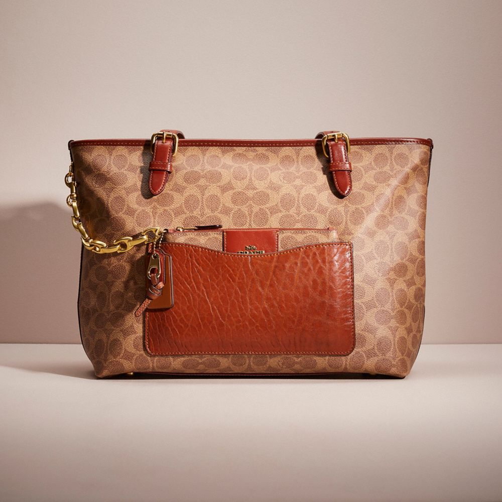 Coach Taylor Signature Logo Canvas Tote Bag - Tan Rust