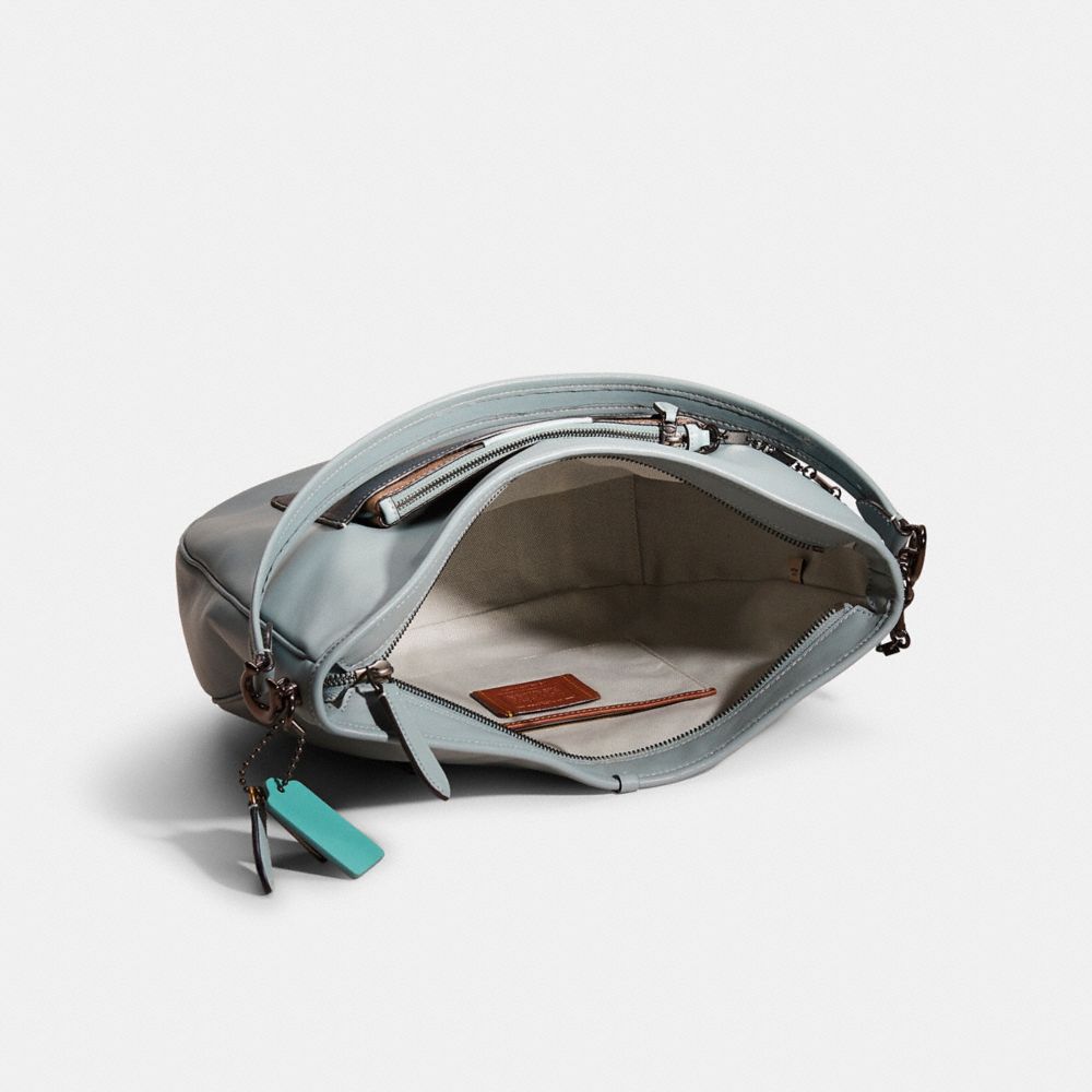 COACH®,Upcrafted Soft Tabby Hobo,Leather,Canvas,Hobo,Color Block,Casual,Brown,Blue,Inside View,Top View