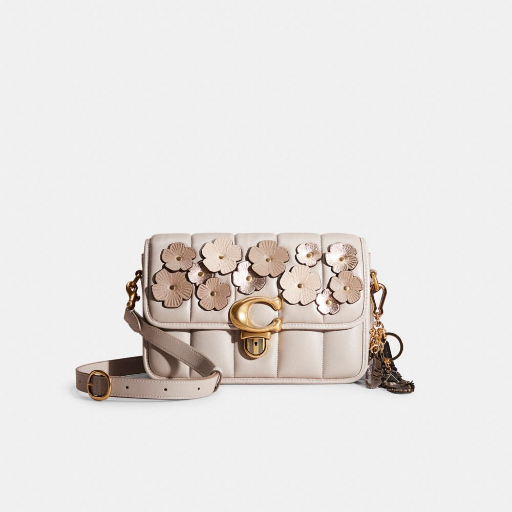COACH®,Upcrafted Studio Shoulder Bag With Quilting,Cream,Front View