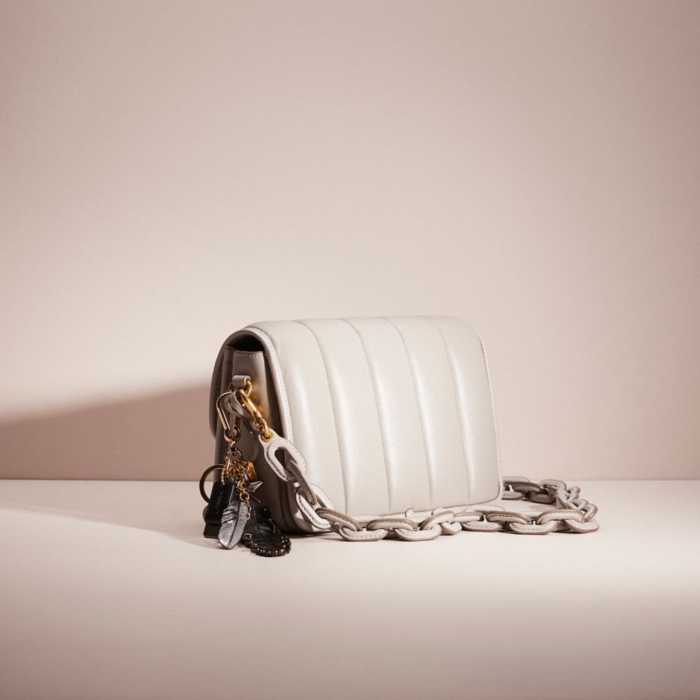 COACH®,Upcrafted Studio Shoulder Bag With Quilting,Cream,Angle View