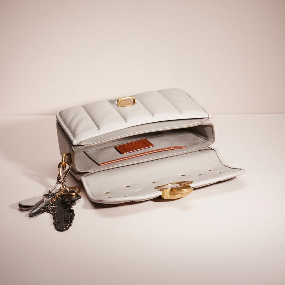 COACH®,Upcrafted Studio Shoulder Bag With Quilting,Cream,Inside View,Top View