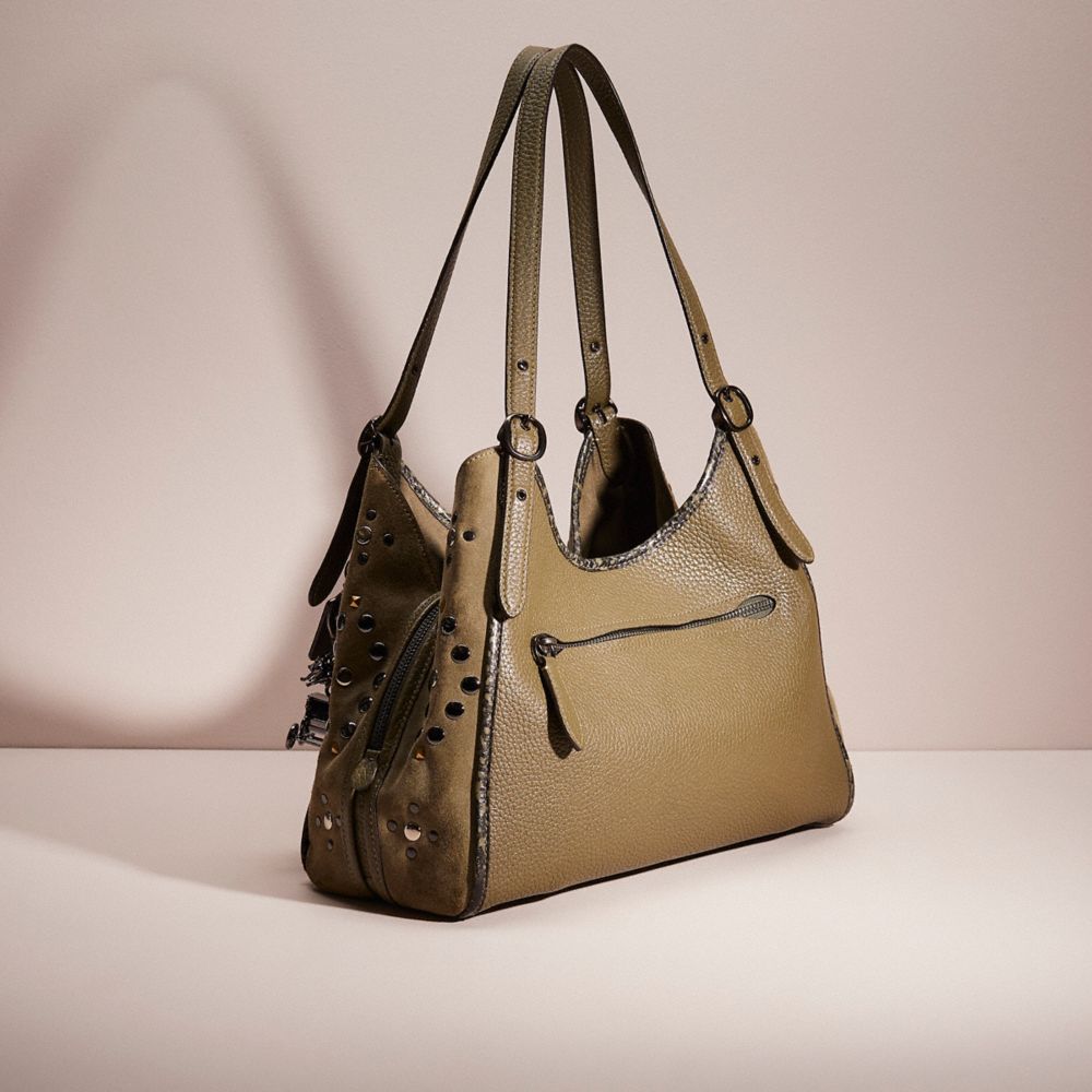 COACH®,Upcrafted Lori Shoulder Bag With Snakeskin Detail,,Angle View