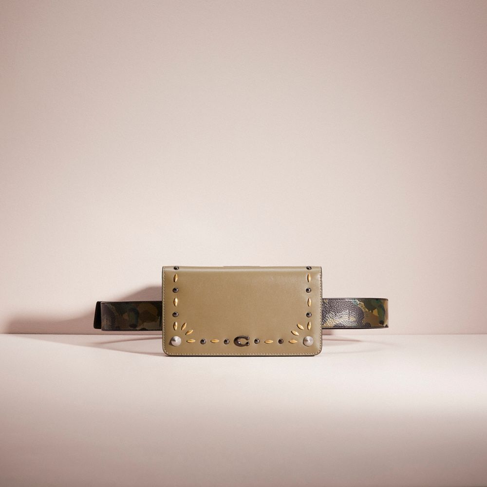 COACH®,UPCRAFTED BELT BAG CREATION,Pewter/Army Green,Front View