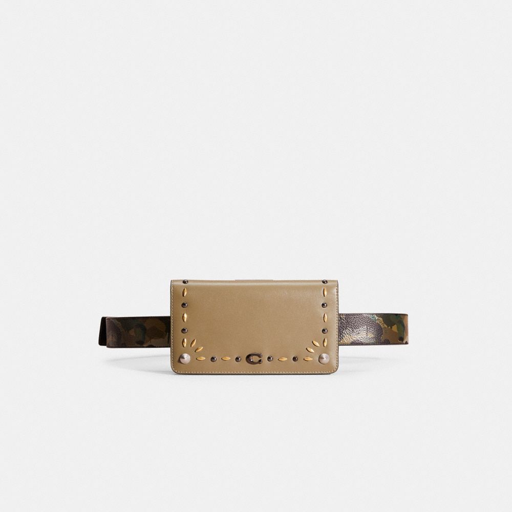 COACH®,UPCRAFTED BELT BAG CREATION,Pewter/Army Green,Front View