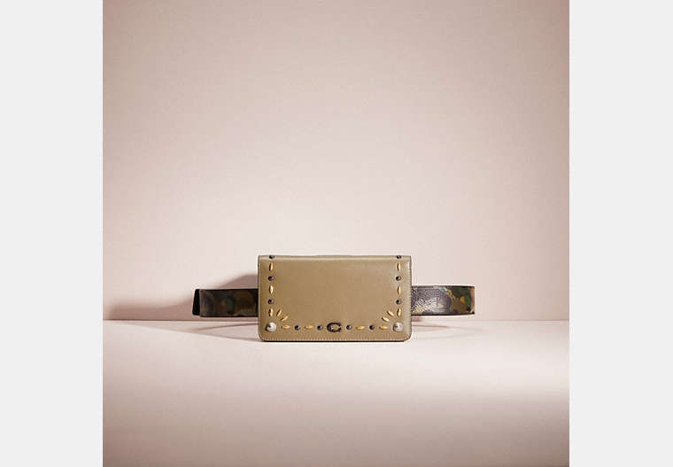 COACH®,UPCRAFTED BELT BAG CREATION,Pewter/Army Green,Front View