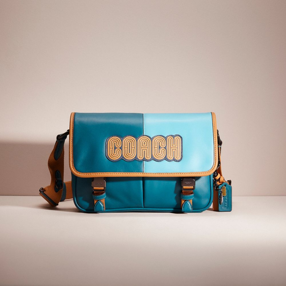 COACH®,UPCRAFTED LEAGUE MESSENGER BAG,Mix-and-Match,Deep Turquoise,Front View