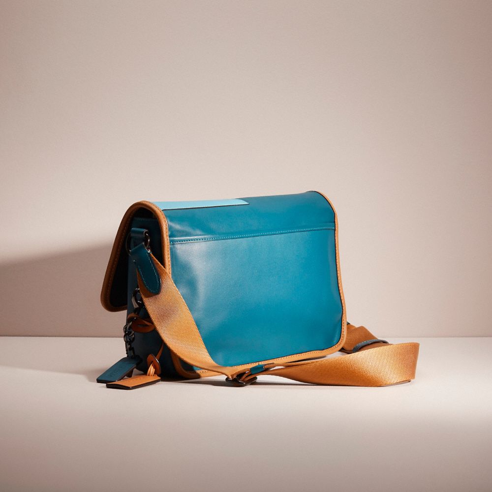 COACH®,Upcrafted League Messenger Bag,Leather,Messenger Bag,Piping,Color Block,Casual,Teal,Angle View