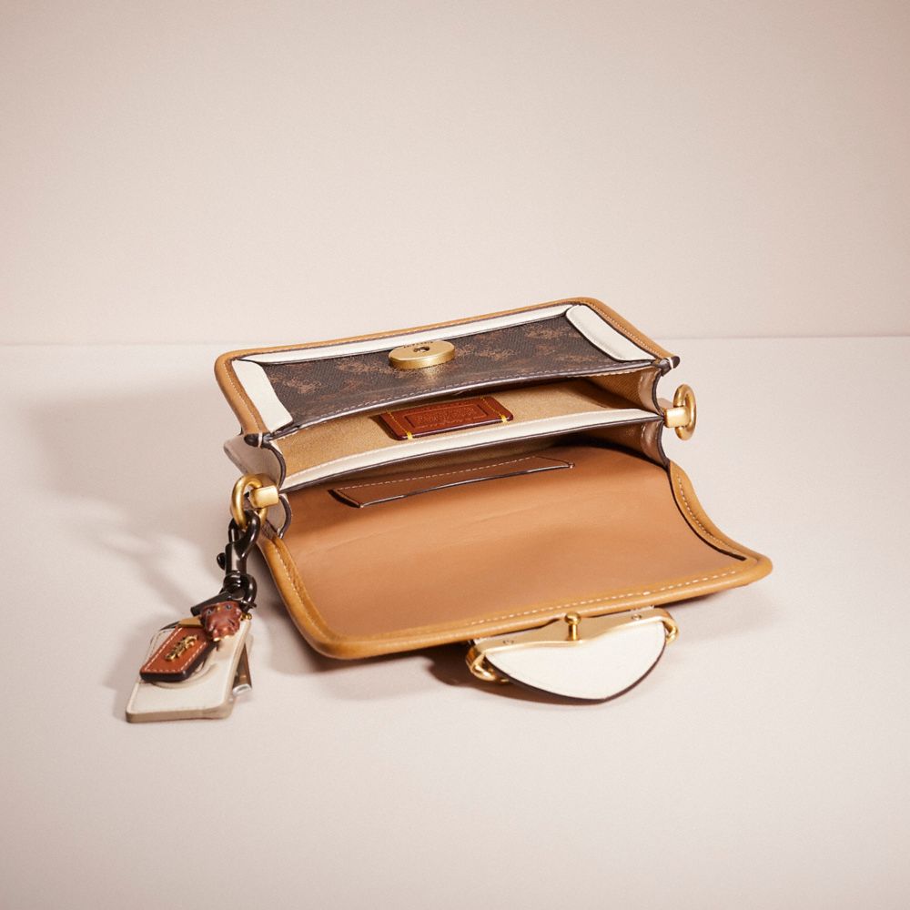 COACH®,UPCRAFTED HERO CROSSBODY WITH HORSE AND CARRIAGE PRINT,Mix-and-Match,Brass/Chalk Burnished Amber,Inside View,Top View