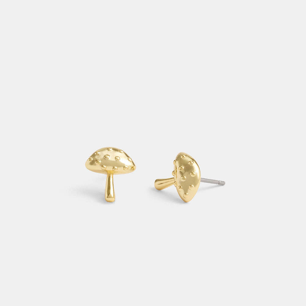 Shop Coach Garden Mushroom Stud Earrings In Gold