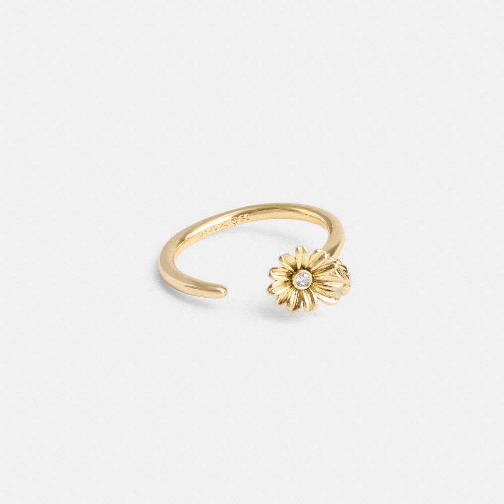 COACH®,GARDEN FLOWER RING,Gold,Front View