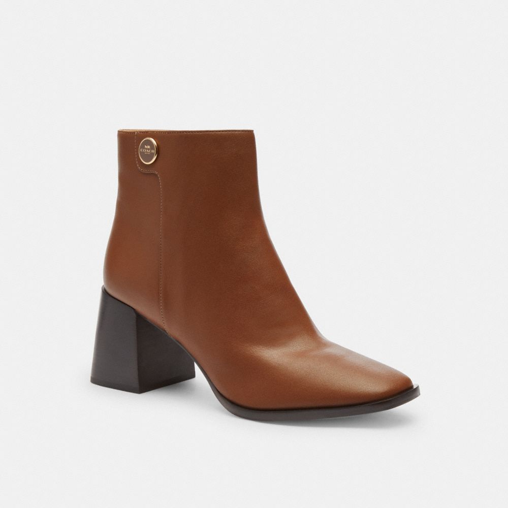 COACH®,Shana Bootie,Rubber,Bootie,Pull Tab,Day Party,Brown,Front View image number 0