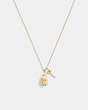 COACH®,RAINBOW QUILTED PADLOCK KEY PENDANT NECKLACE,Gold/Multi,Front View