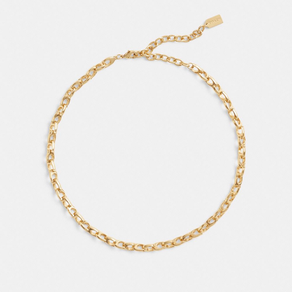 Coach Signature Chain Link Choker Necklace In Gold