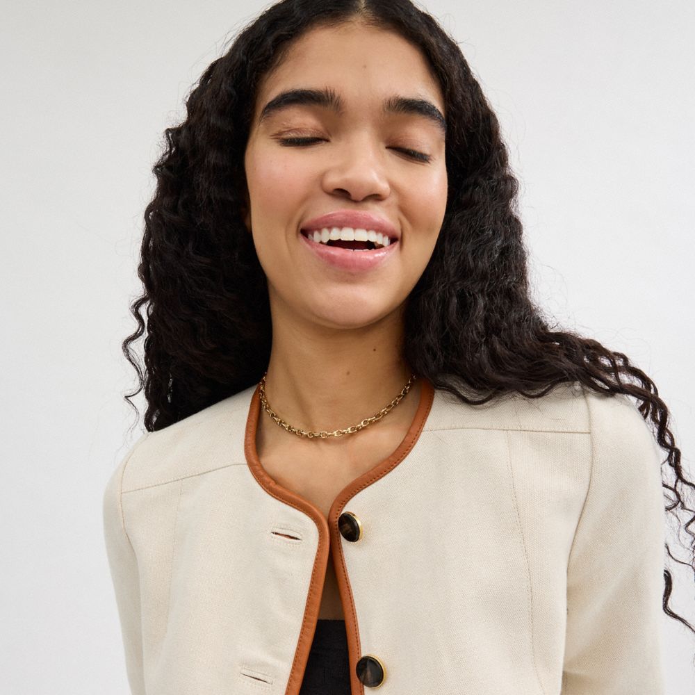 Coach Signature Chain Link Choker Necklace In Gold