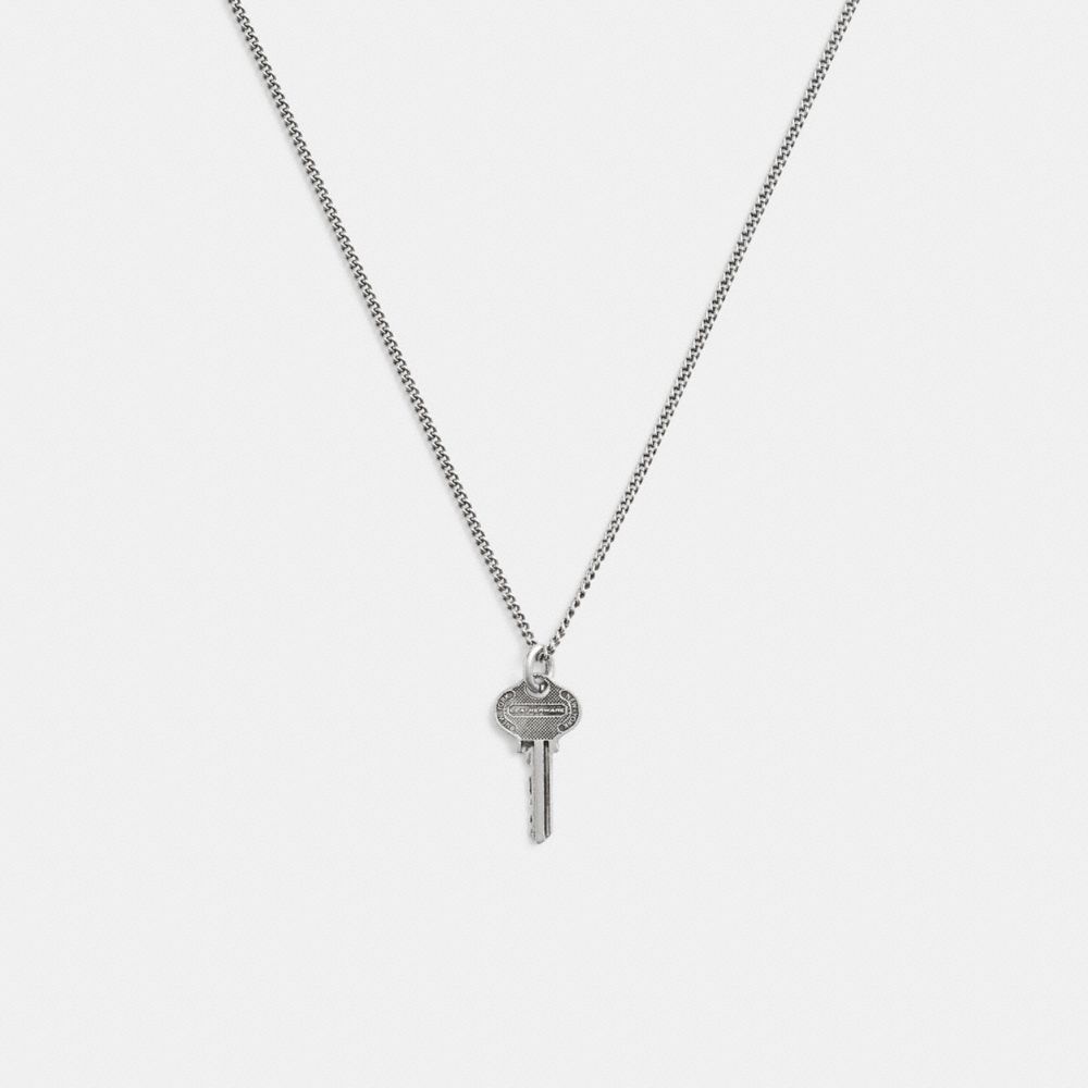 COACH®,STERLING SILVER KEY PENDANT NECKLACE,Silver,Front View