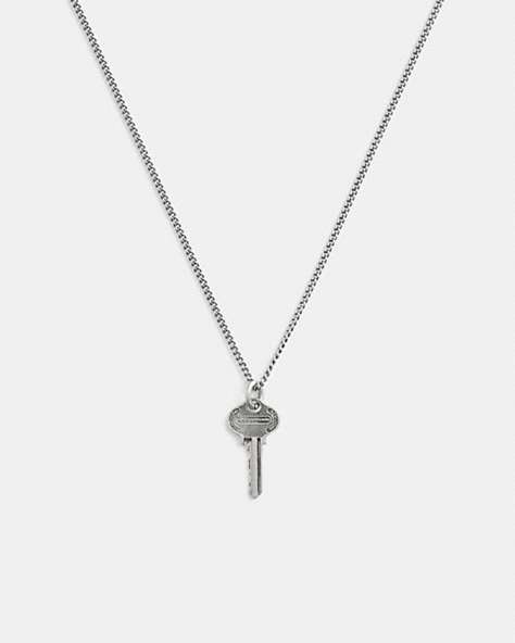 COACH®,STERLING SILVER KEY PENDANT NECKLACE,Silver,Front View