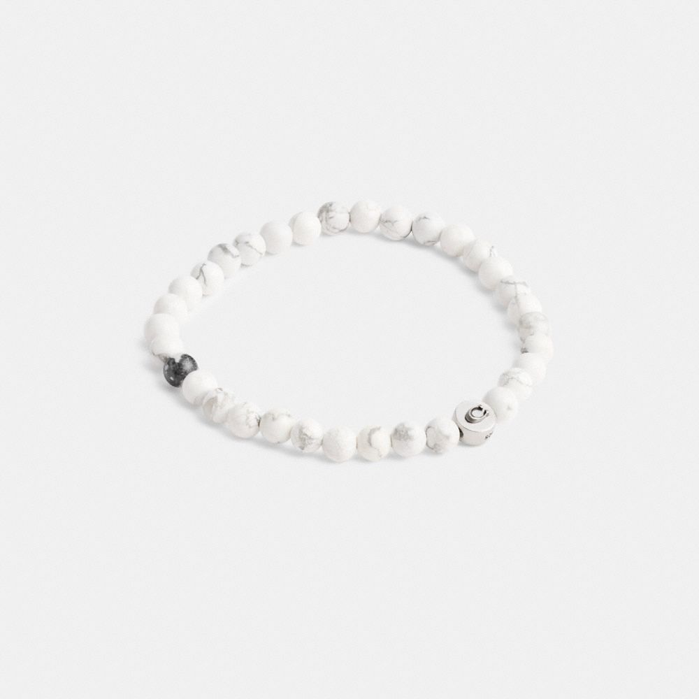 COACH®,HOWLITE BEADED BRACELET,Silver & White,Front View