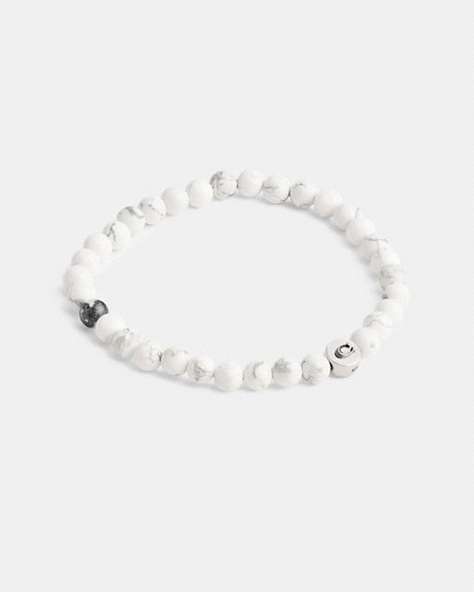 COACH®,HOWLITE BEADED BRACELET,Silver & White,Front View
