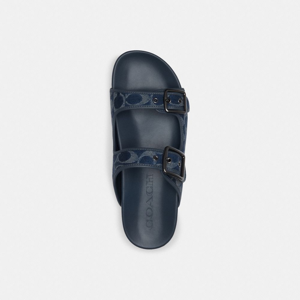 COACH®,BUCKLE STRAP SANDAL IN SIGNATURE DENIM,Blue Denim,Inside View,Top View