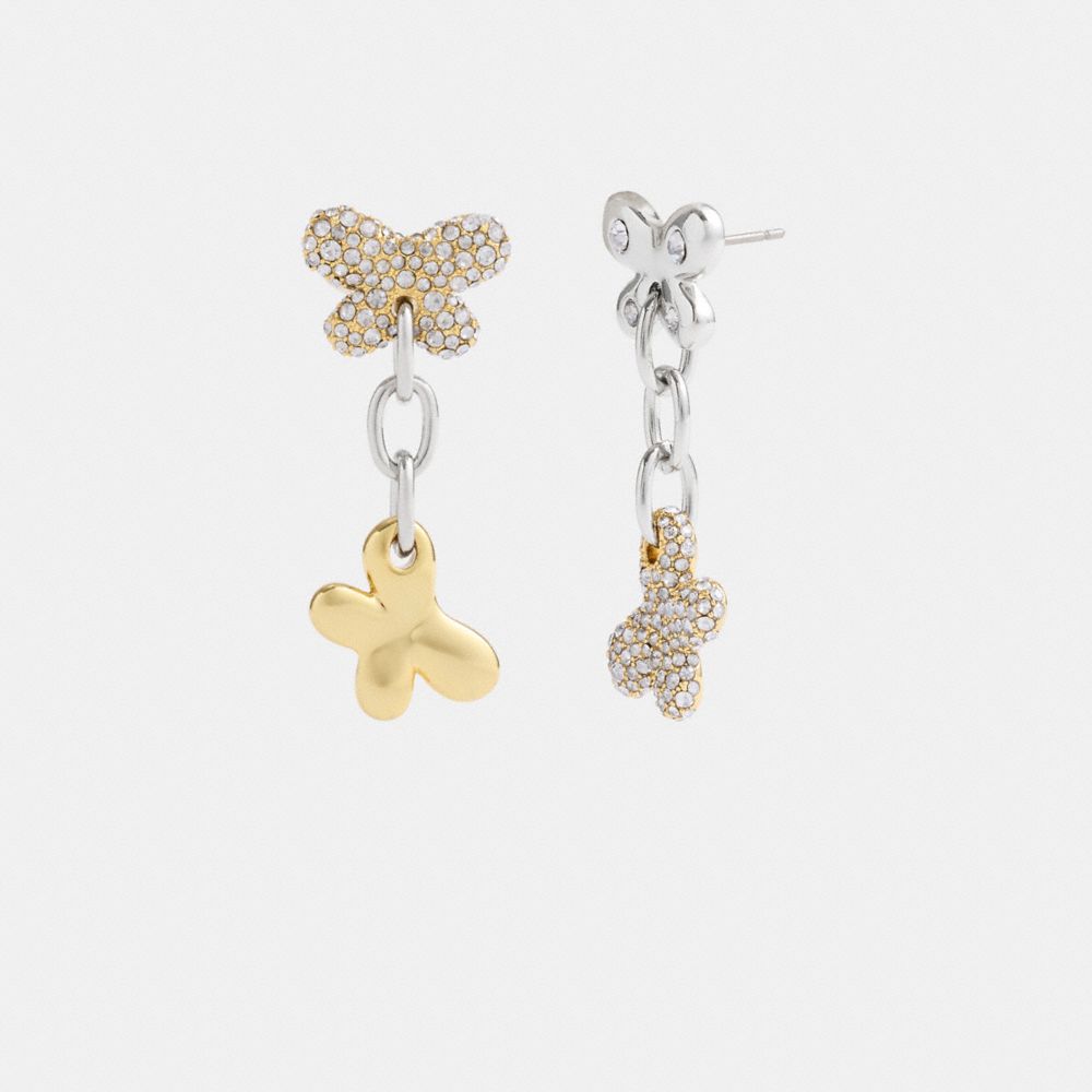 COACH®,PAVÉ BUTTERFLY DROP EARRINGS,Gold/Silver,Front View