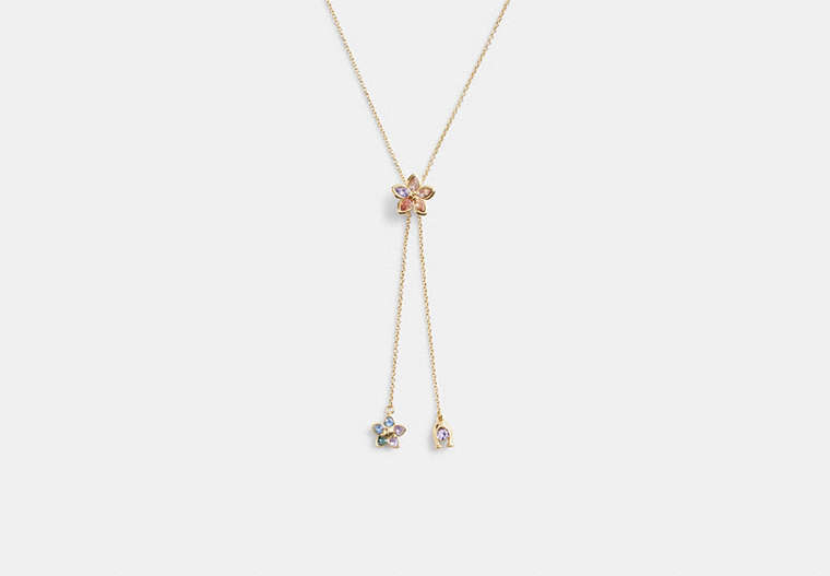 COACH®,WILDFLOWER BOLO NECKLACE,Metal,Gold/Multi,Front View
