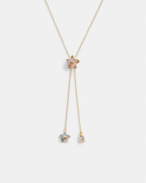 COACH®,WILDFLOWER BOLO NECKLACE,Metal,Gold/Multi,Front View