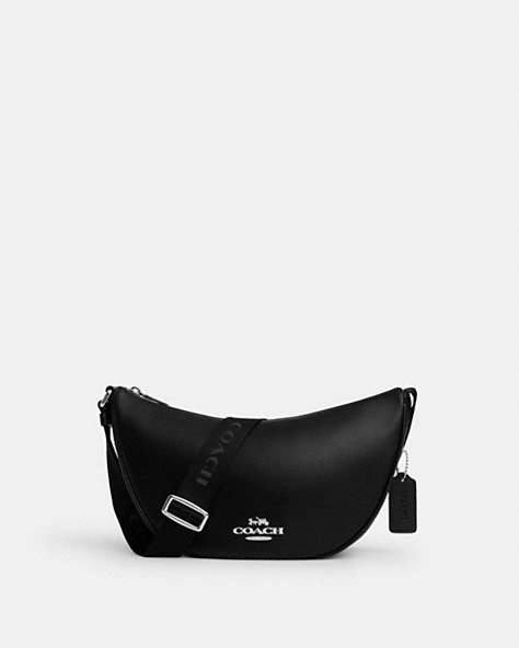 COACH®,PACE SHOULDER BAG,Leather,Medium,Silver/Black,Front View