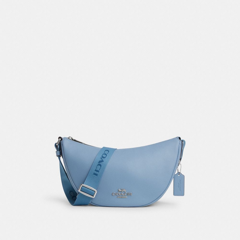 COACH®,PACE SHOULDER BAG,Smooth Leather,Medium,Silver/Cornflower/Field Flora,Front View image number 0