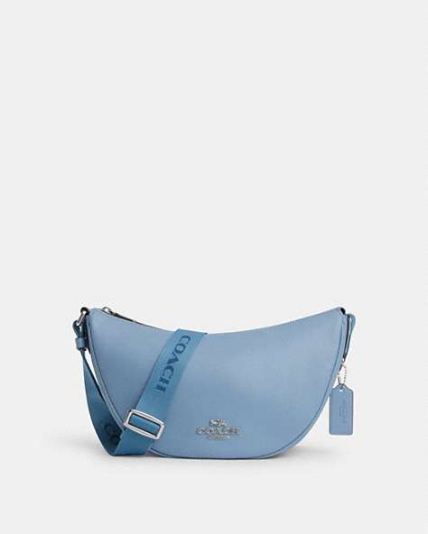 COACH®,PACE SHOULDER BAG,Leather,Medium,Silver/Cornflowr/Field Flora,Front View
