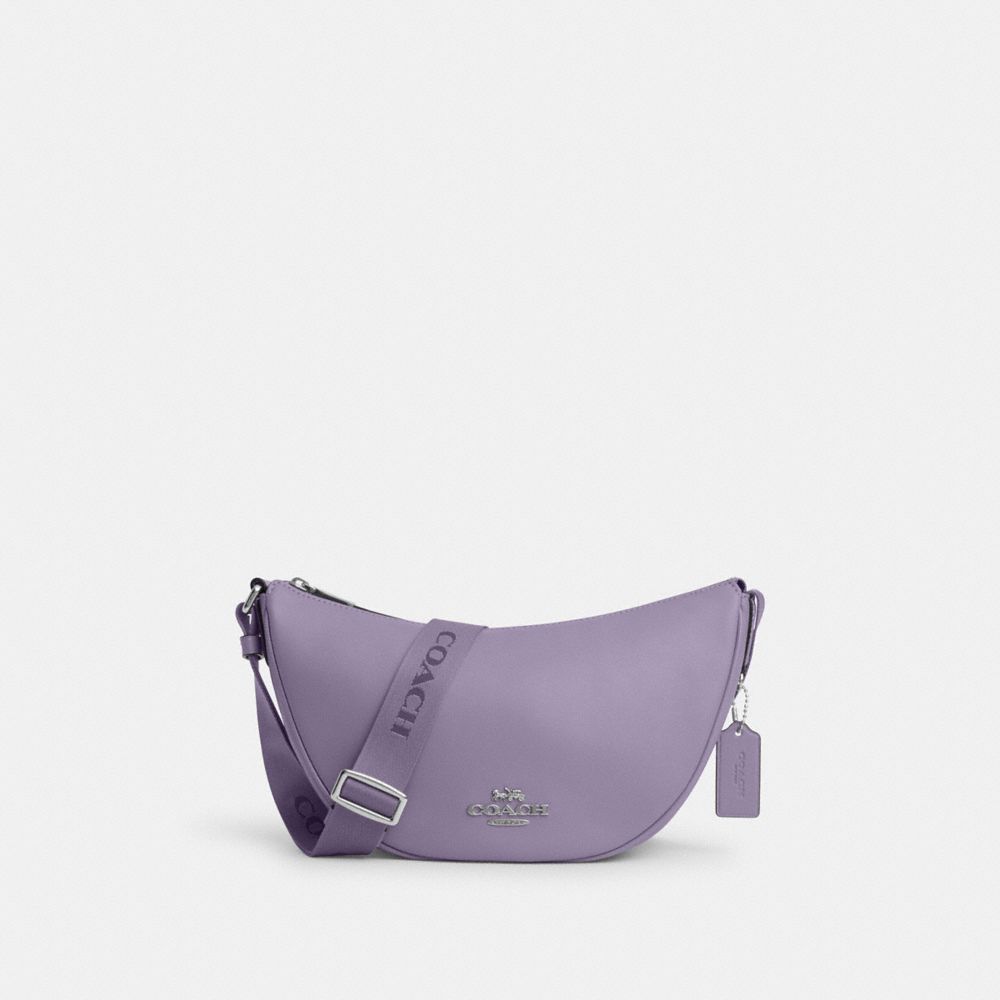 COACH®,PACE SHOULDER BAG,Smooth Leather,Medium,Silver/Light Violet,Front View