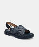 COACH®,FRASER SANDAL IN SIGNATURE CHAMBRAY,chambray,Midnight Navy,Front View
