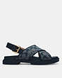 COACH®,FRASER SANDAL IN SIGNATURE CHAMBRAY,chambray,Midnight Navy,Angle View
