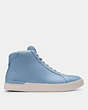 COACH®,CLIP HIGH TOP SNEAKER,Leather,Cornflower,Angle View