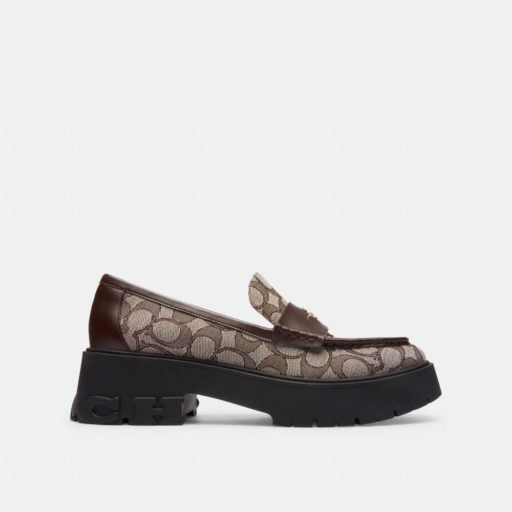 COACH®,RUTHIE LOAFER IN SIGNATURE JACQUARD,Maple,Angle View