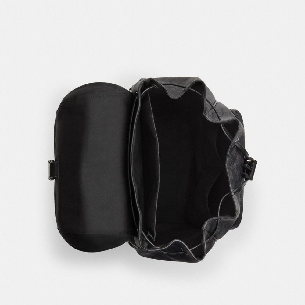 COACH®,Racer Backpack In Signature,Backpack,Pen Holder,Casual,Black,Inside View,Top View