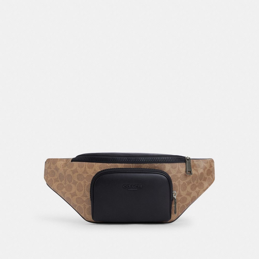 Qb Tan Black Racer Belt Bag In Signature