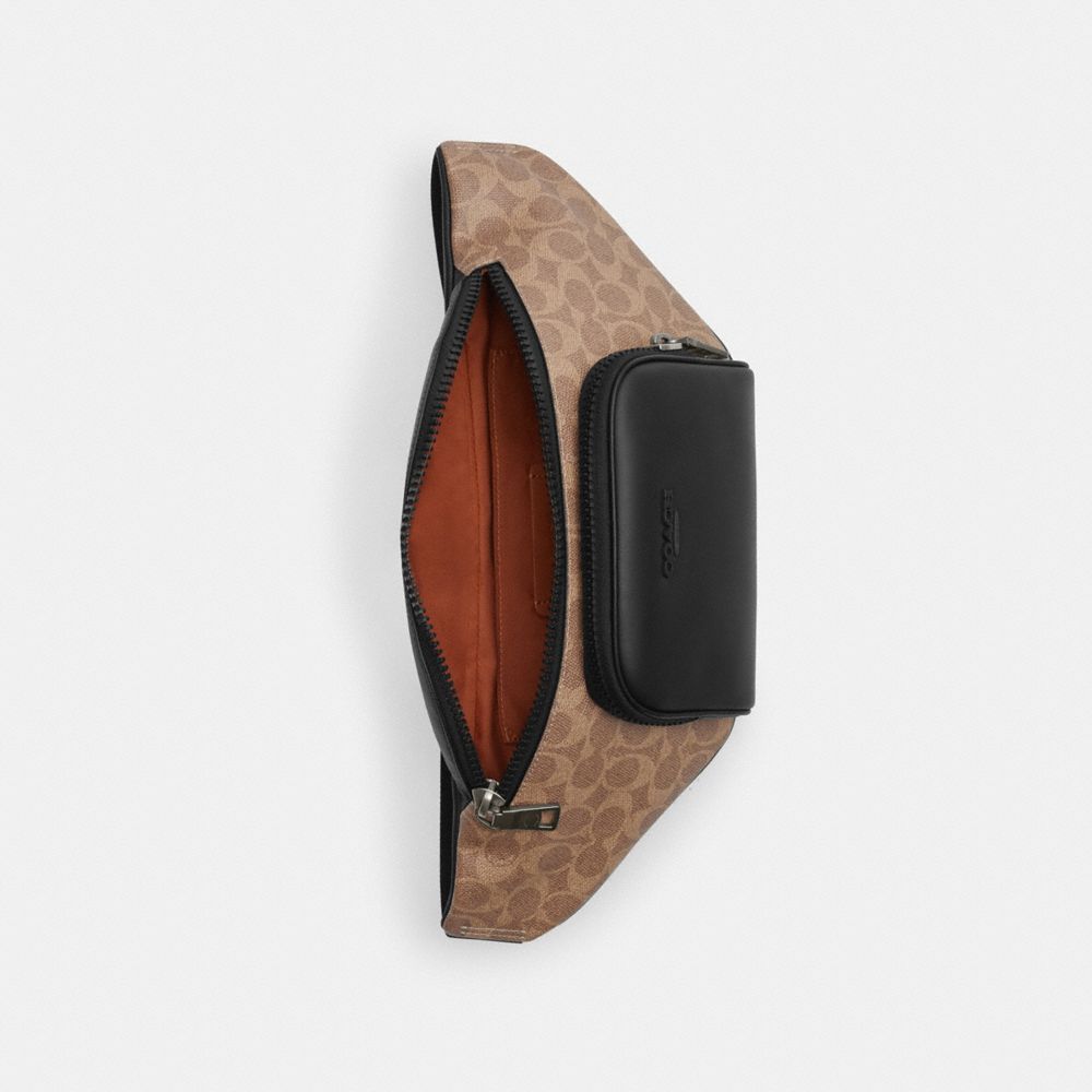COACH®,Racer Belt Bag In Signature,Belt Bag,Color Block,Casual,Beige,Inside View,Top View
